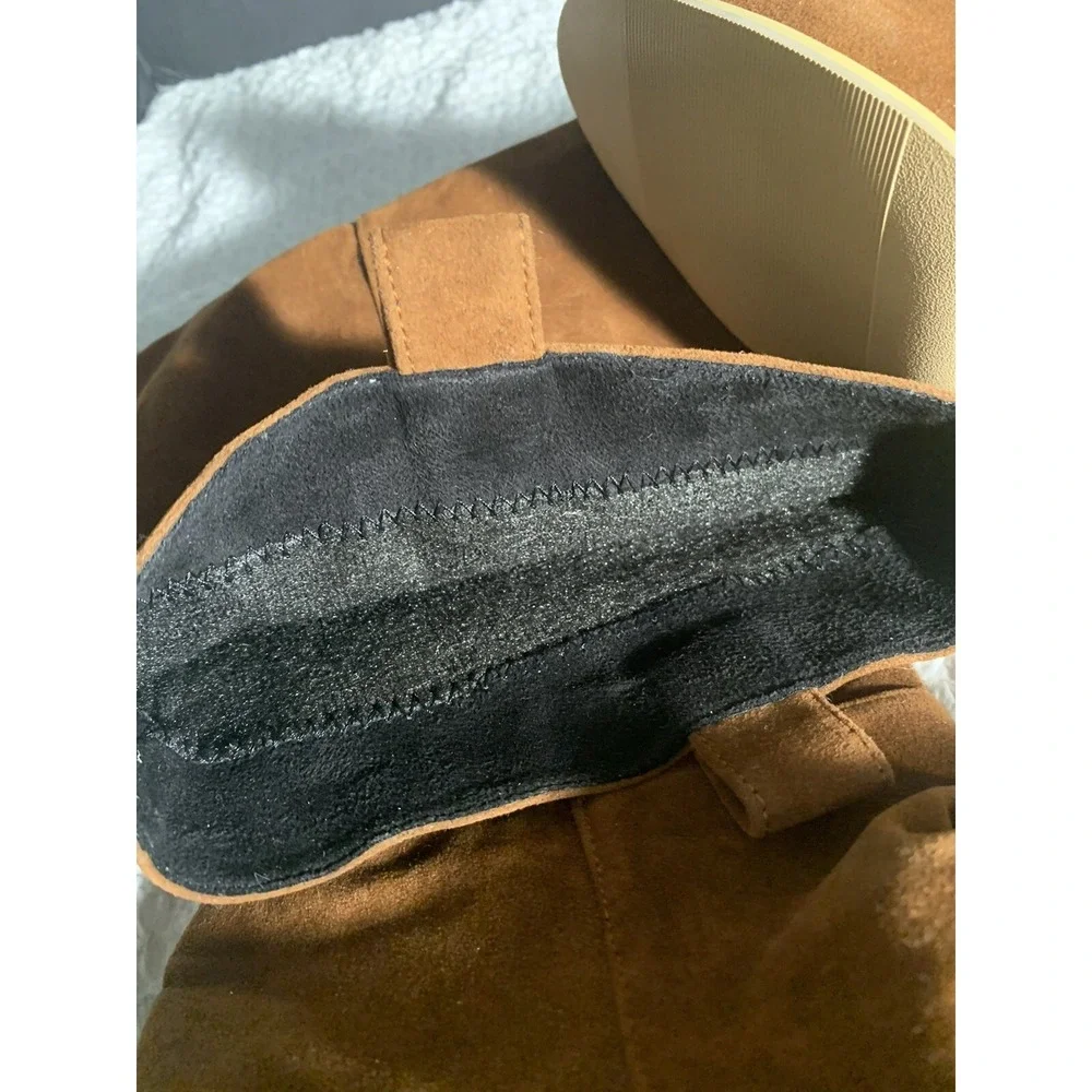 Retro‎ Slip-on Knee High Boots with Chunky Heel, Size 43
